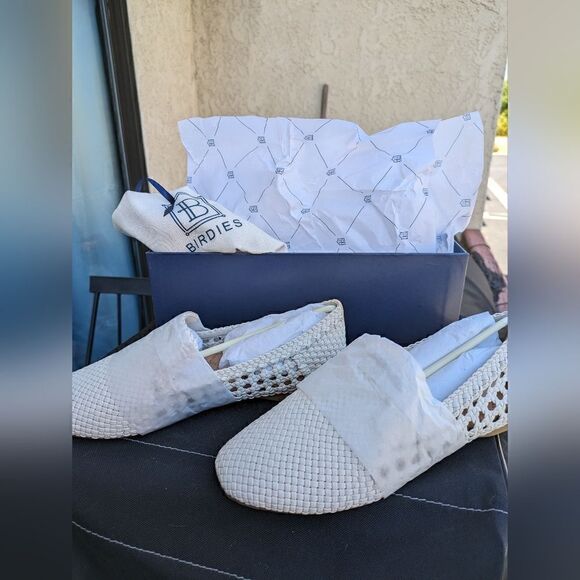 Birdies Starling Handwoven Vegan Loafer Flats Shoes in White - Picture 1 of 6